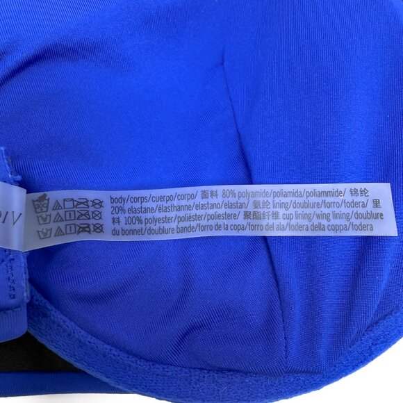 Victoria Secret Swim Bikini Top 38C Blue Oar Bandeau Solid Strapless Underwire - Picture 5 of 6